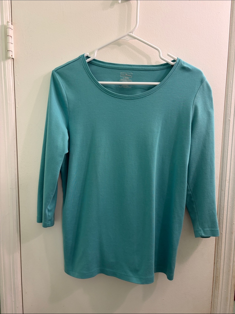 L.L. Bean Women's Scoop Neck Long Sleeve Top - Teal Blue